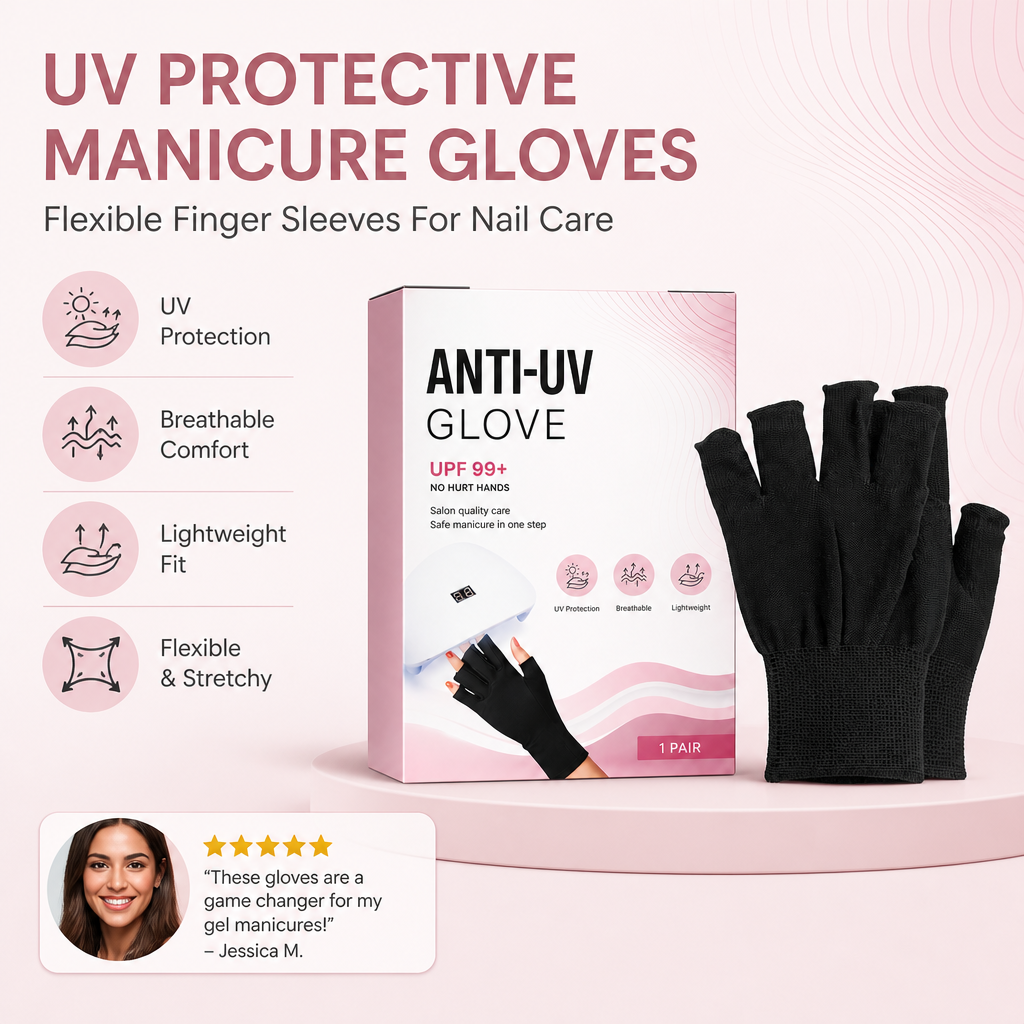 UV Protective Manicure Gloves – Flexible Finger Sleeves For Nail Care