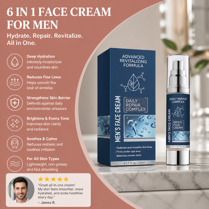 6 In 1 Men’s Face Cream – Hydrating Formula For Smooth-Looking Skin