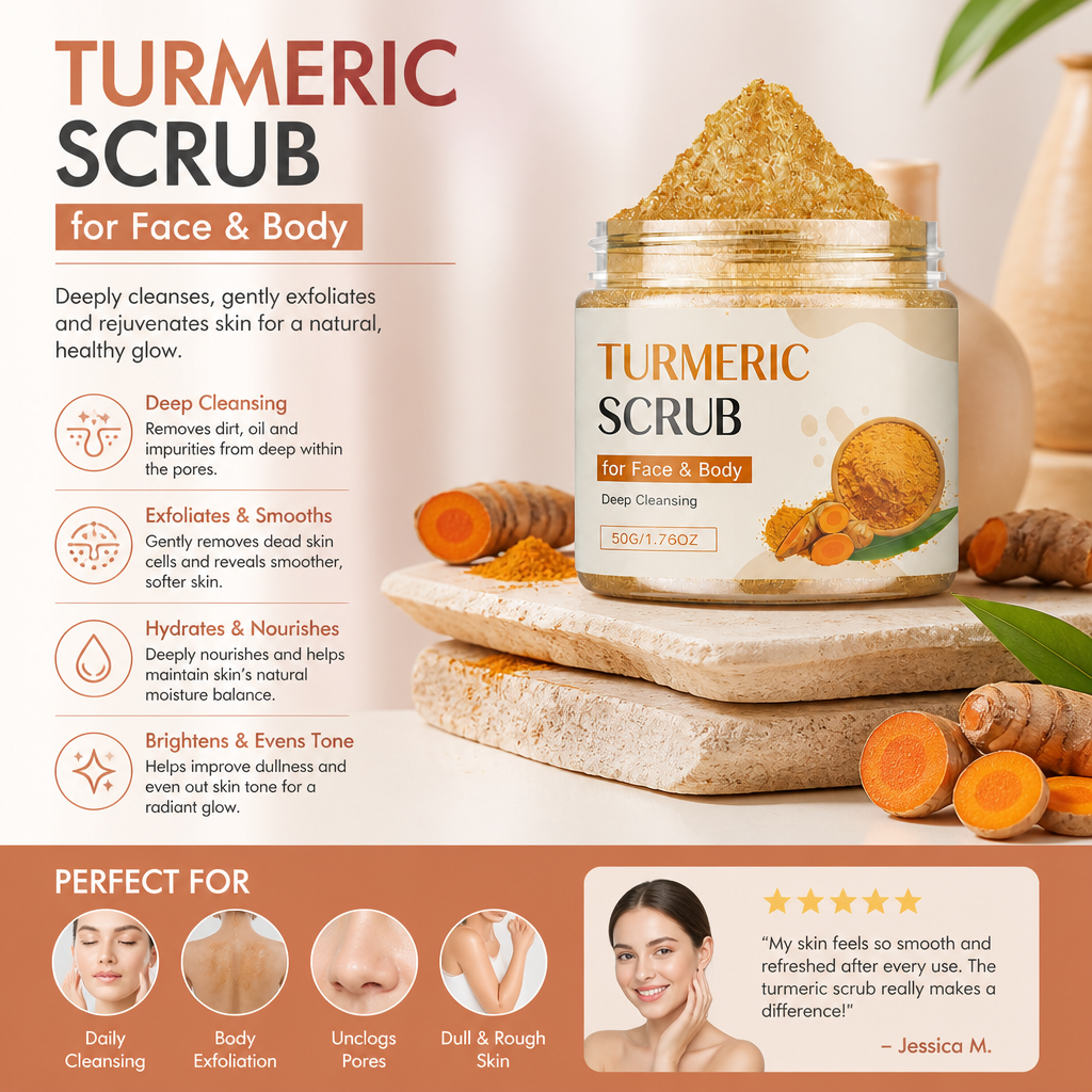 Turmeric Exfoliating Face & Body Scrub for Soft, Smooth Skin