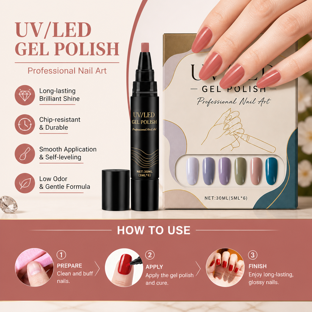 UV Gel Nail Polish – Long-Lasting Glossy Color For Salon-Style Nails
