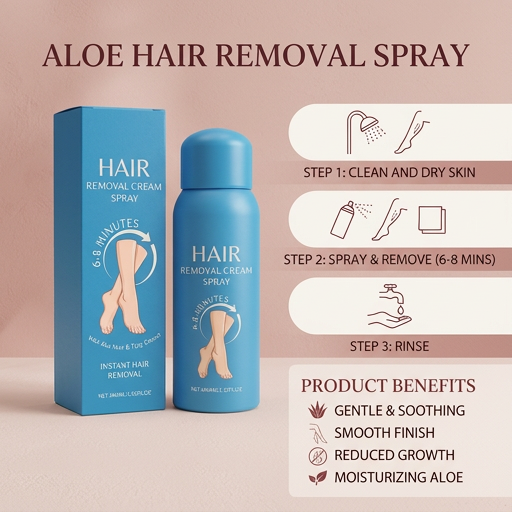 Aloe Hair Removal Spray – Gentle Formula for Smooth Skin Care