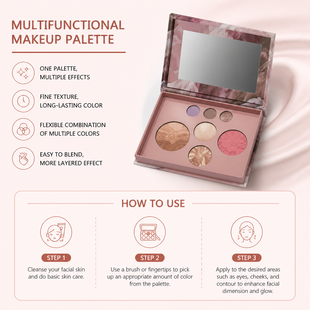 Multifunctional Makeup Palette – Blush, Contour & Highlight In One