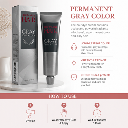 Gray Hair Dye Cream – Long-Lasting Silver Tone Hair Coloring Formula