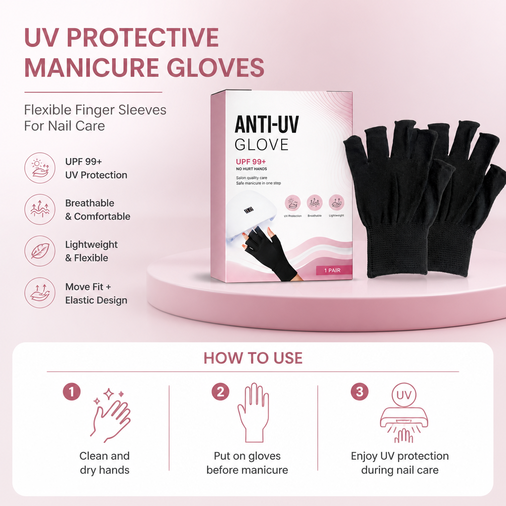 UV Protective Manicure Gloves – Flexible Finger Sleeves For Nail Care