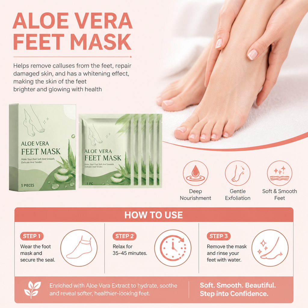 Aloe Vera Moisturizing Foot Peel Mask for Soft, Smooth Feet