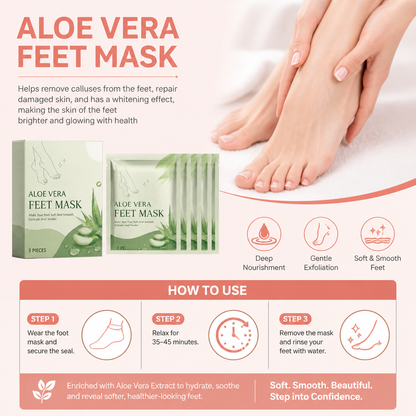 Aloe Vera Moisturizing Foot Peel Mask for Soft, Smooth Feet