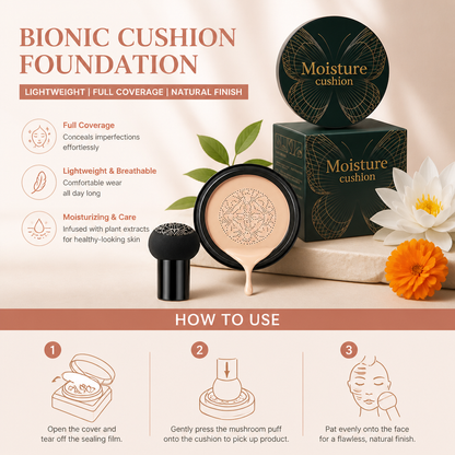 Bionic Cushion Foundation – Lightweight Full Coverage Natural Finish