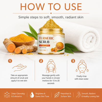 Turmeric Exfoliating Face & Body Scrub for Soft, Smooth Skin