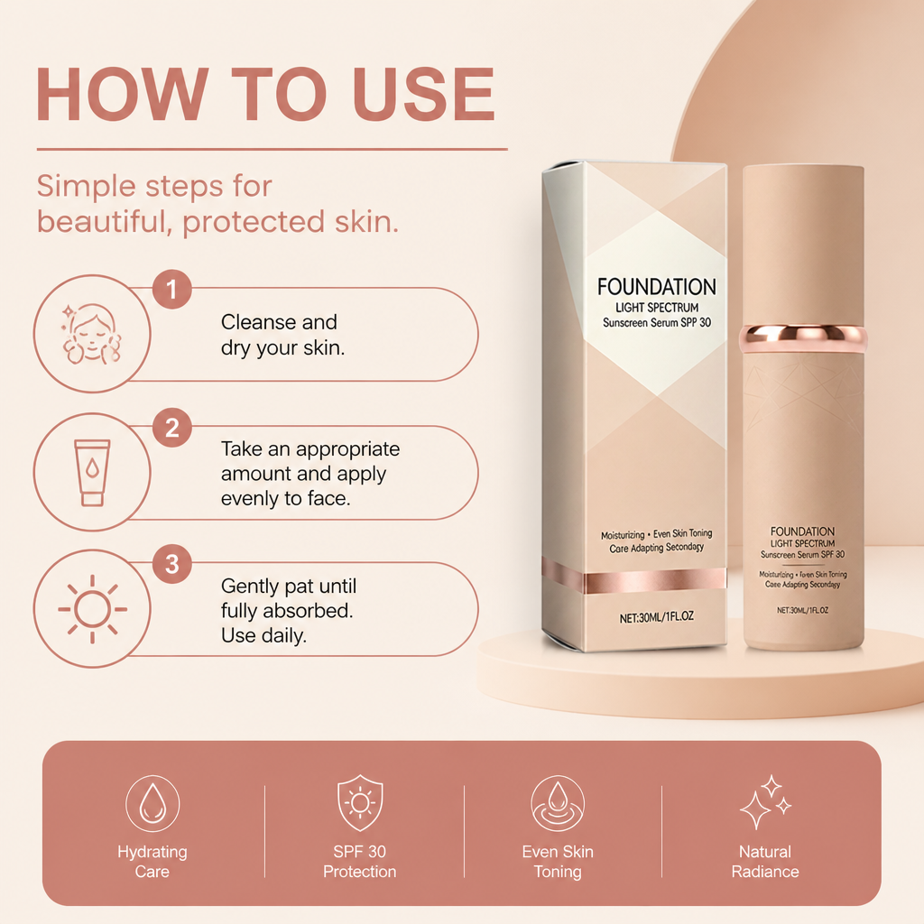 Foundation Light Spectrum Sunscreen Serum – Hydrating Coverage With SPF Care