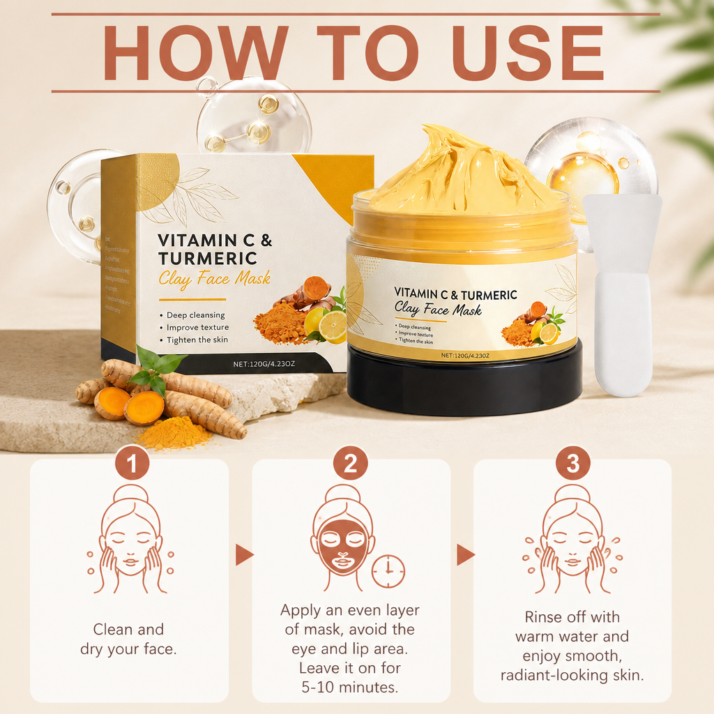 Turmeric Vitamin C Clay Mask – Deep Cleansing & Radiant-Looking Skin