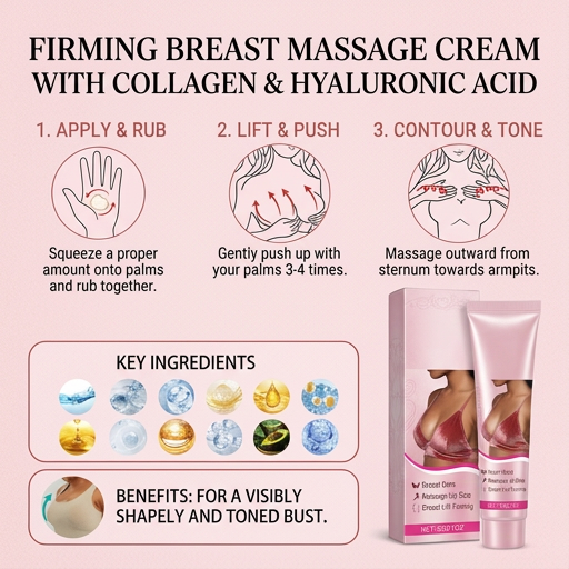 Firming Breast Massage Cream with Collagen & Hyaluronic Acid