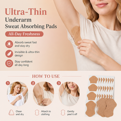 Ultra-Thin Underarm Sweat Absorbing Pads for All-Day Freshness