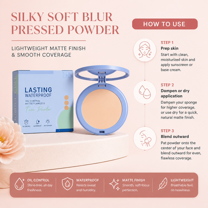 Silky Soft Blur Pressed Powder – Lightweight Matte Finish & Smooth Coverage