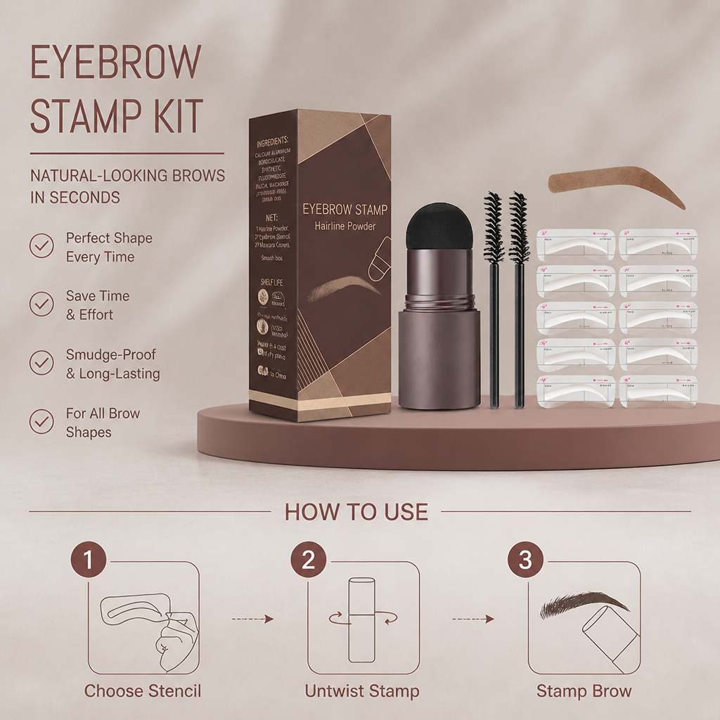 Natural-Looking Eyebrow Stamp Kit for Fuller, Defined Brows
