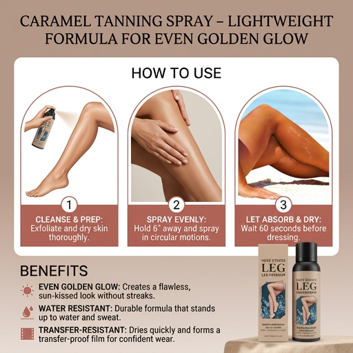 Caramel Tanning Spray – Lightweight Formula For Even Golden Glow