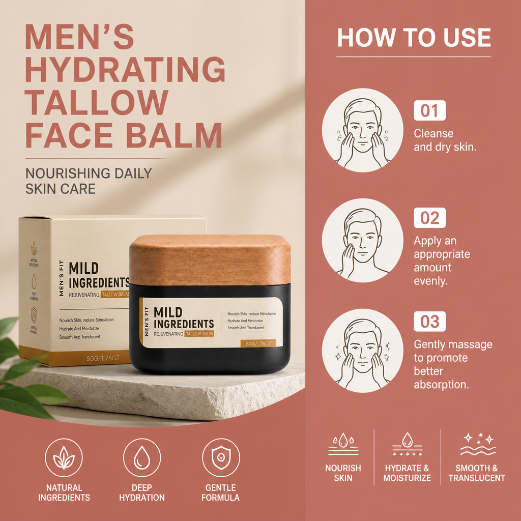 Men’s Hydrating Tallow Face Balm – Nourishing Daily Skin Care