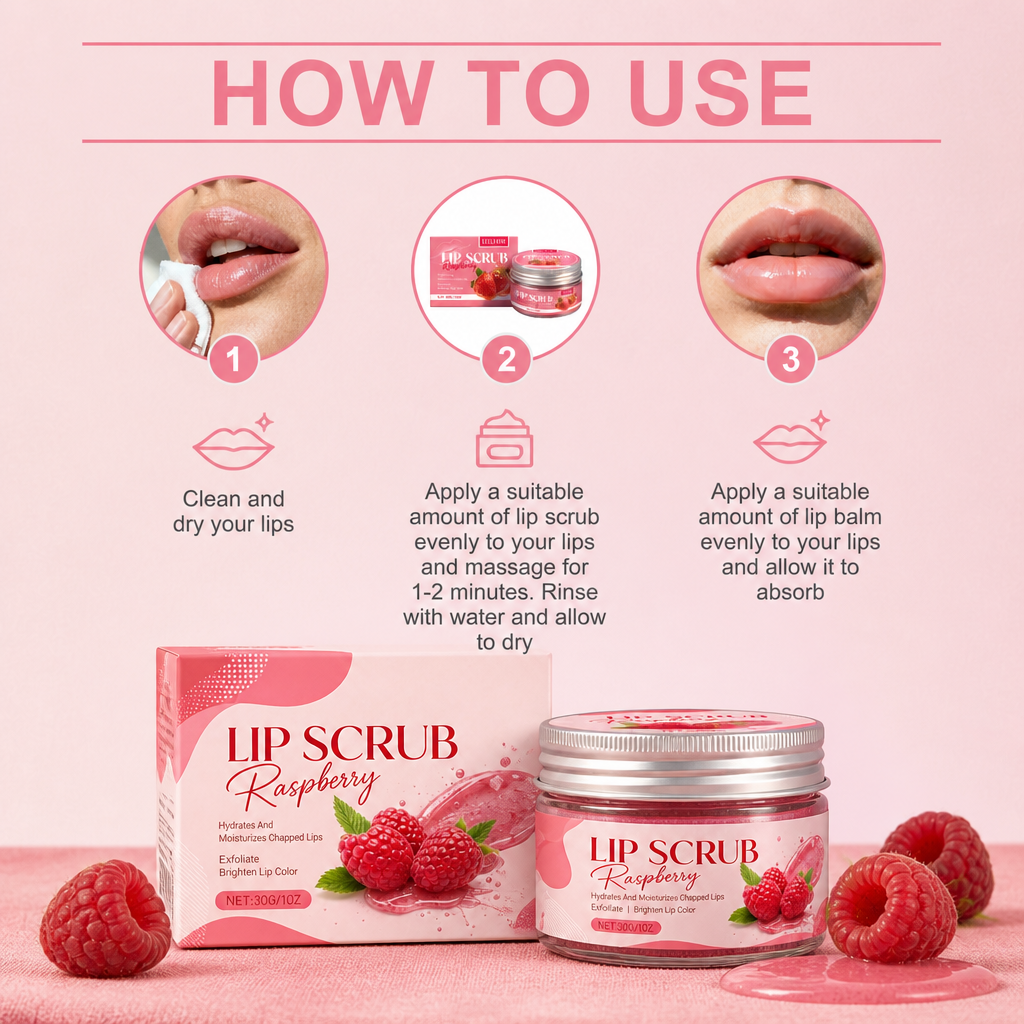Strawberry Lip Scrub & Balm Duo – Smooth, Soft & Hydrated Lips