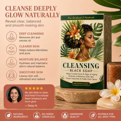 African Black Cleansing Soap for Fresh, Balanced & Smooth-Looking Skin