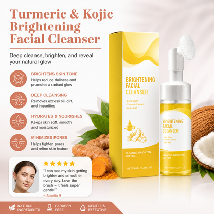 Turmeric & Kojic Brightening Facial Cleanser with Soft Silicone Brush