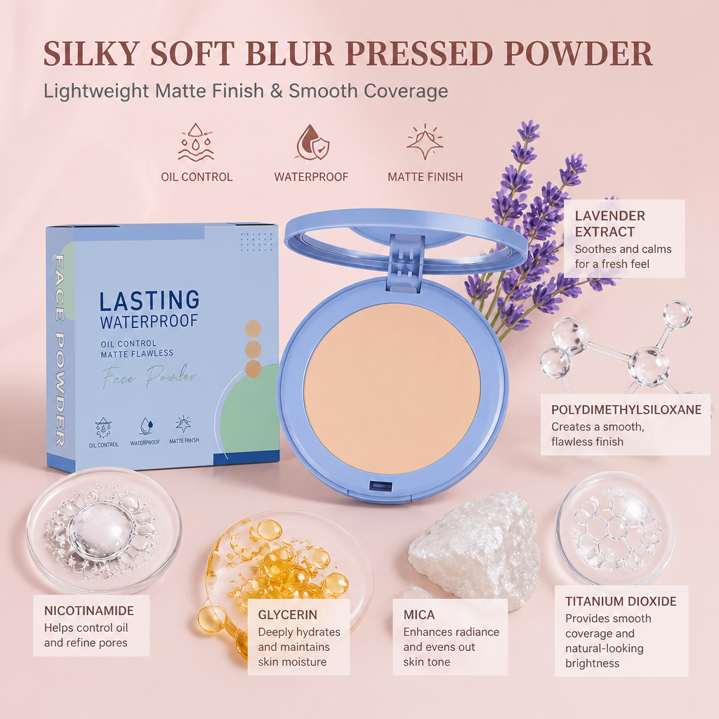 Silky Soft Blur Pressed Powder – Lightweight Matte Finish & Smooth Coverage