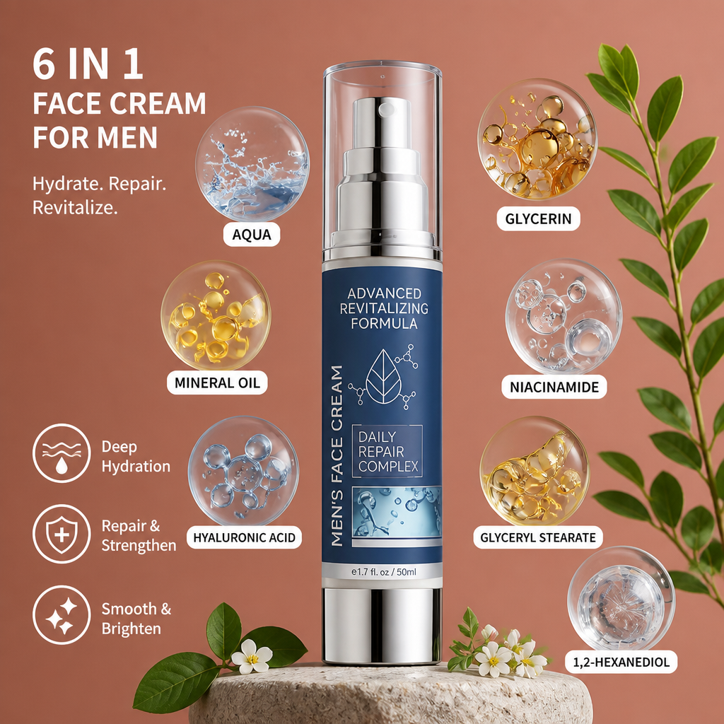 6 In 1 Men’s Face Cream – Hydrating Formula For Smooth-Looking Skin