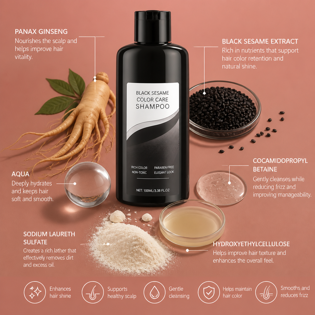 Black Sesame Color Care Shampoo – Natural-Looking Dark Hair Refresh