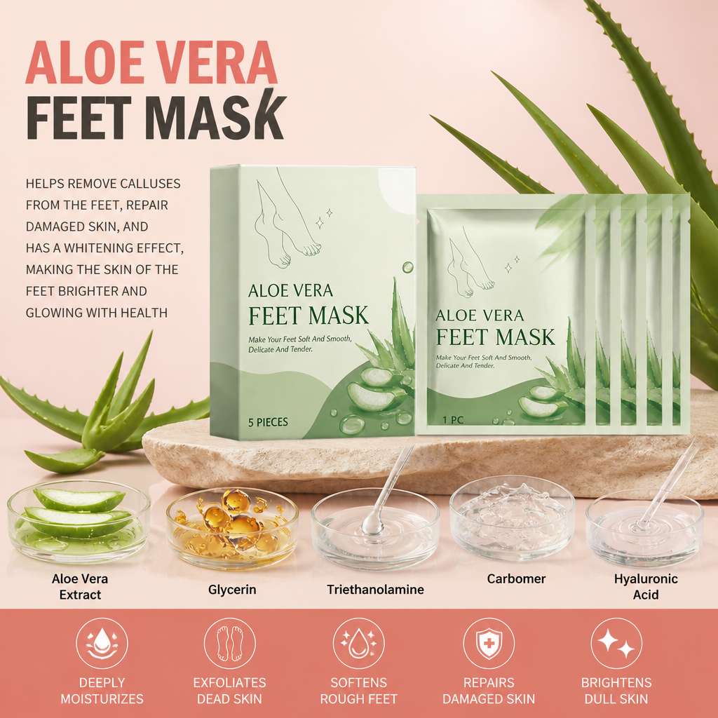 Aloe Vera Moisturizing Foot Peel Mask for Soft, Smooth Feet