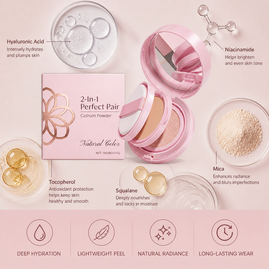 2-In-1 Cushion Powder Foundation – Lightweight Smooth Matte Finish