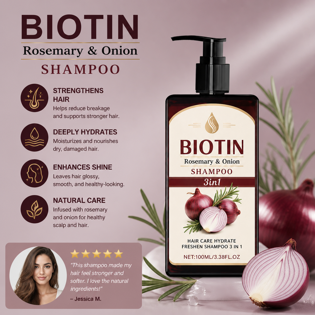 Biotin Rosemary & Onion Shampoo – Hydrating Care For Fresh-Looking Hair