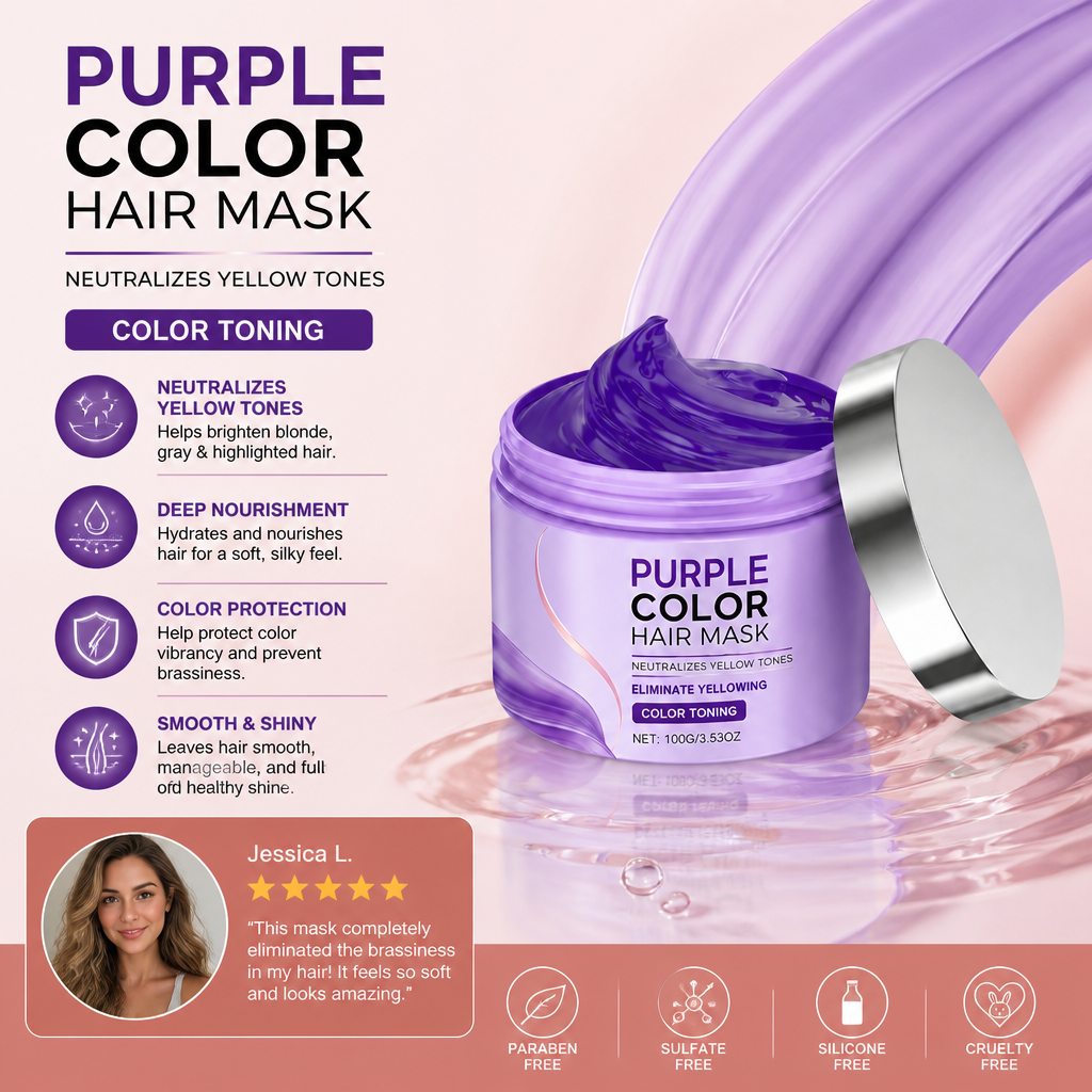 Purple Toning Hair Mask – Neutralizes Yellow Tones For Brighter Hair