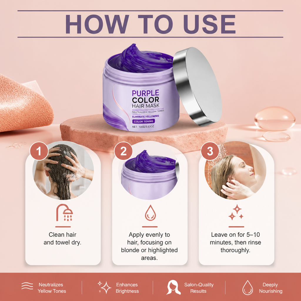 Purple Toning Hair Mask – Neutralizes Yellow Tones For Brighter Hair
