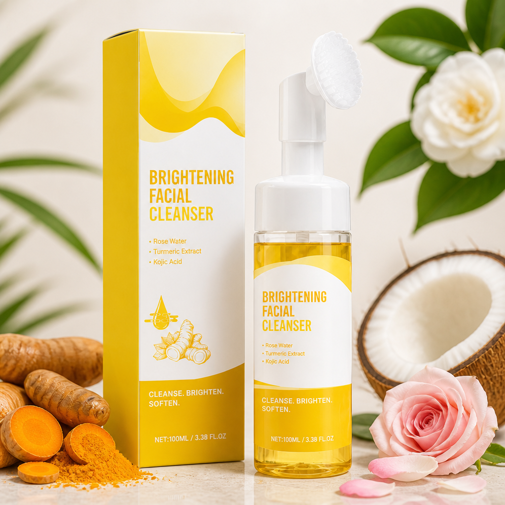 Turmeric & Kojic Brightening Facial Cleanser with Soft Silicone Brush