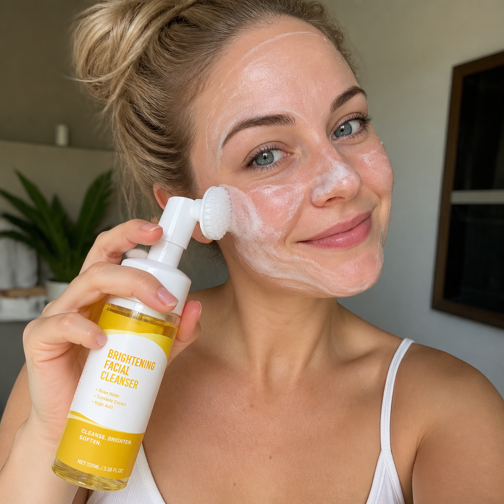 Turmeric & Kojic Brightening Facial Cleanser with Soft Silicone Brush