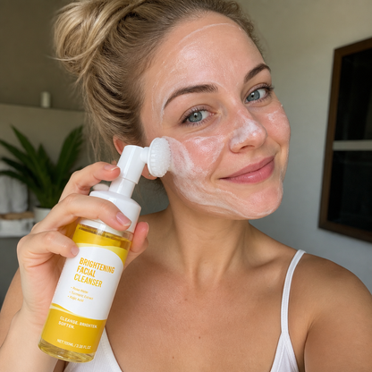 Turmeric & Kojic Brightening Facial Cleanser with Soft Silicone Brush