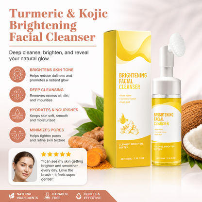 Turmeric & Kojic Brightening Facial Cleanser with Soft Silicone Brush