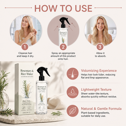 Rosemary & Rice Water Hair Spray – 100% Natural Hair Mist for Soft, Smooth & Healthy-Looking Hair