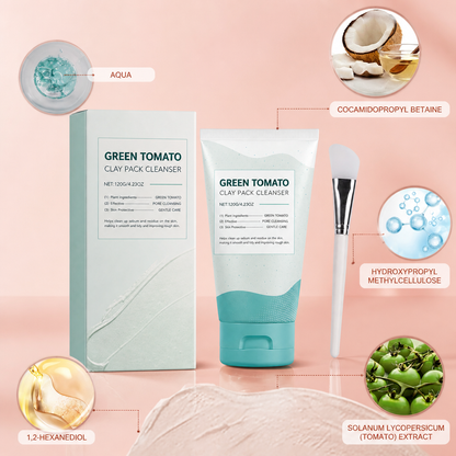Green Tomato Clay Face Cleanser – Deep Cleansing & Fresh Skin Feel