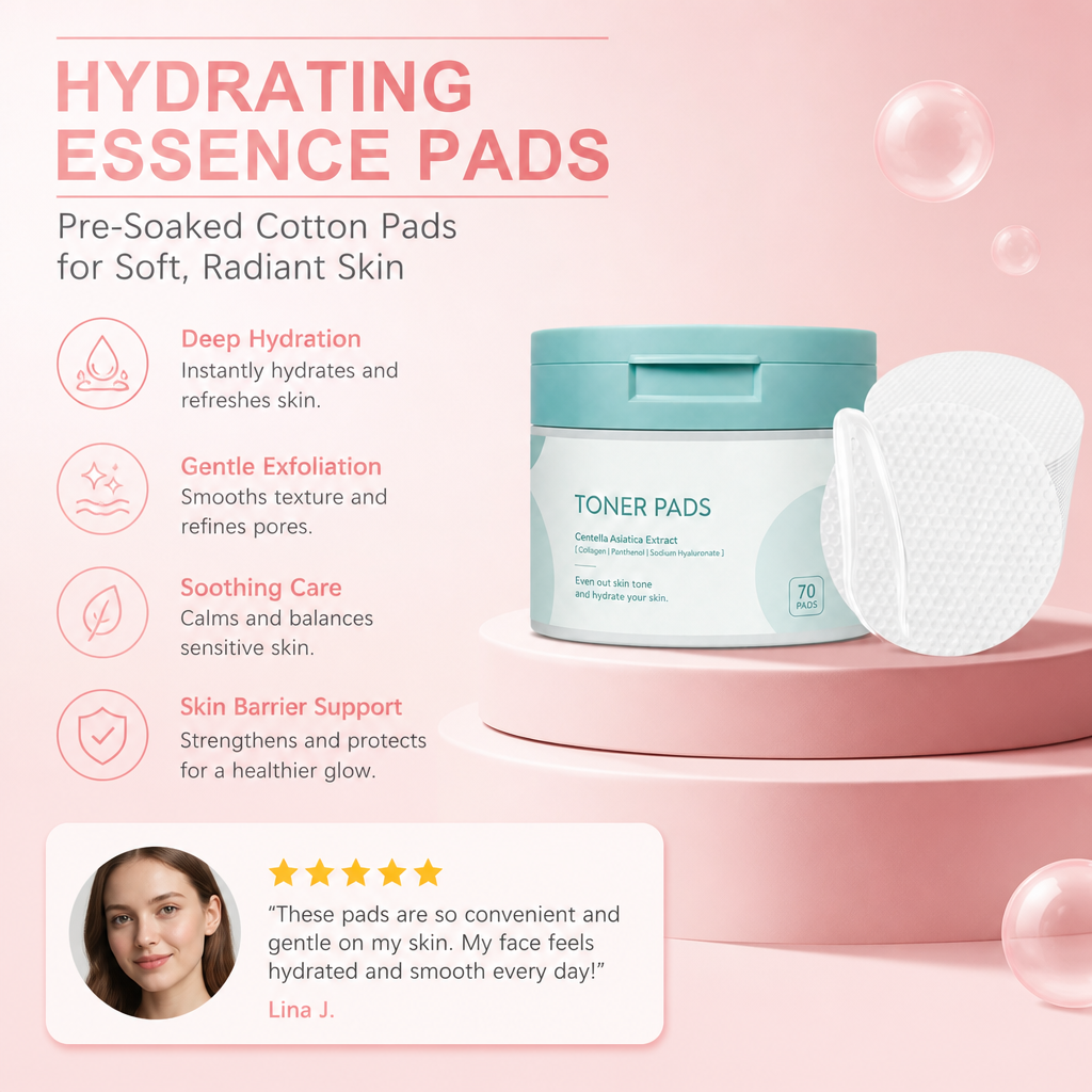 Hydrating Essence Pads – Pre-Soaked Cotton Pads for Soft, Radiant Skin