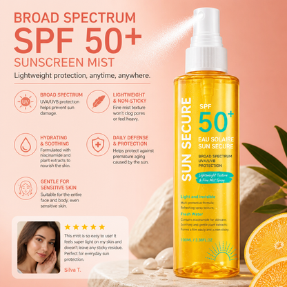 Broad Spectrum SPF 50+ Sunscreen Mist – Lightweight Daily UV Protection