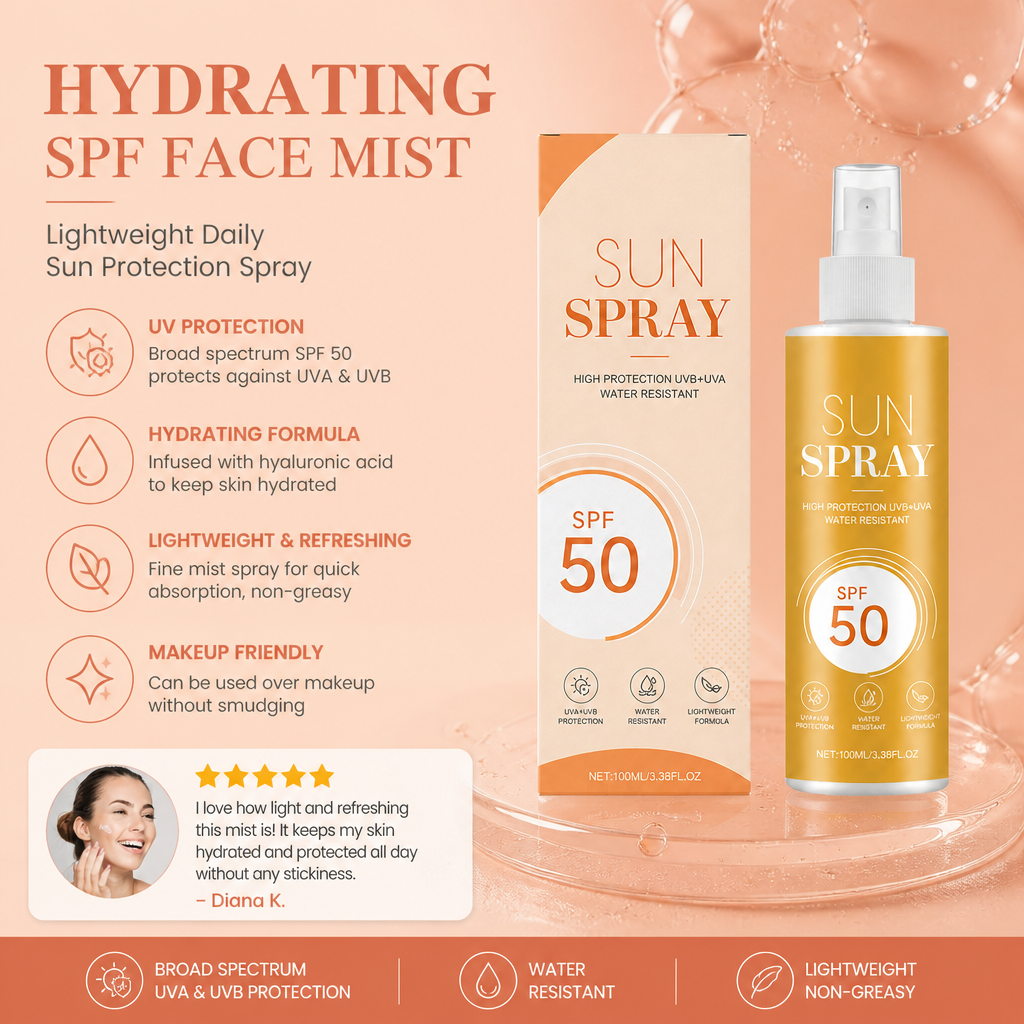 Hydrating SPF Face Mist – Lightweight Daily Sun Protection Spray