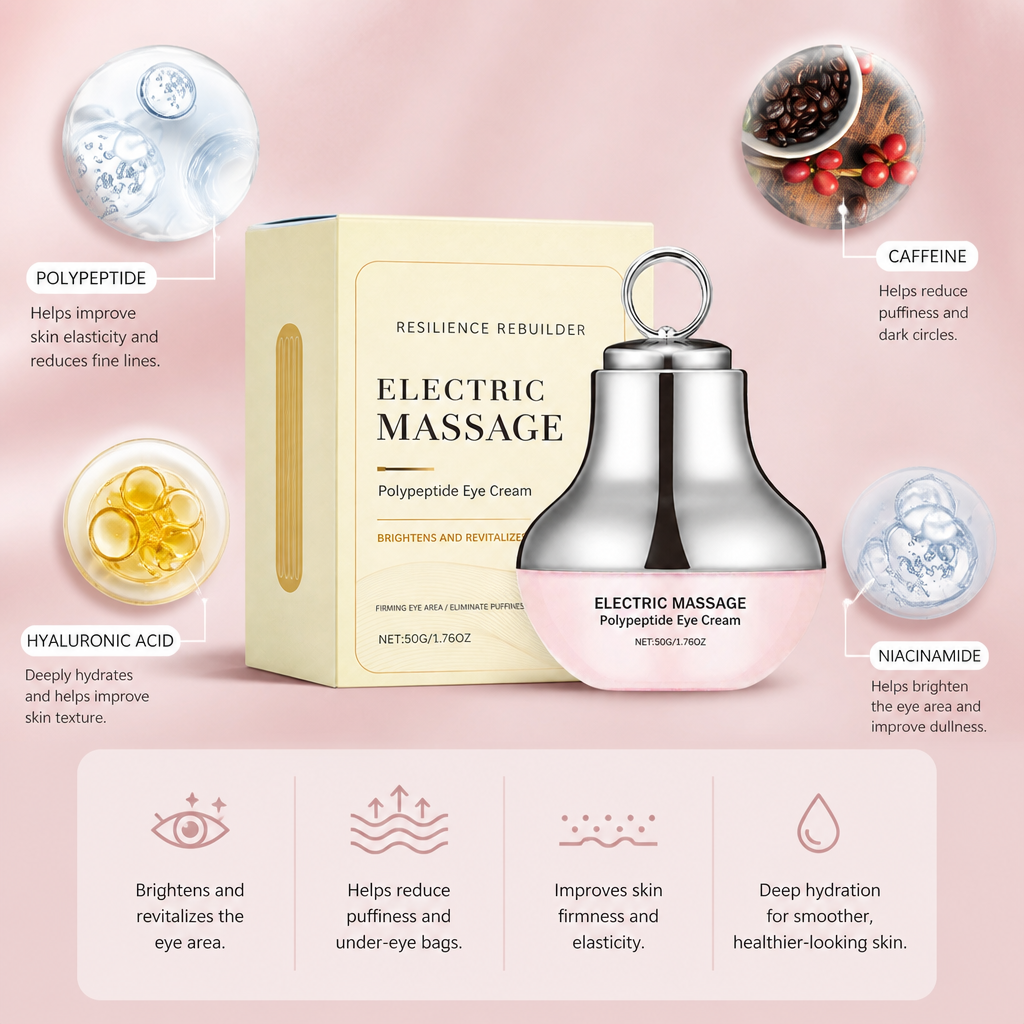 Electric Peptide Eye Cream with Massage Applicator for Brighter Eyes