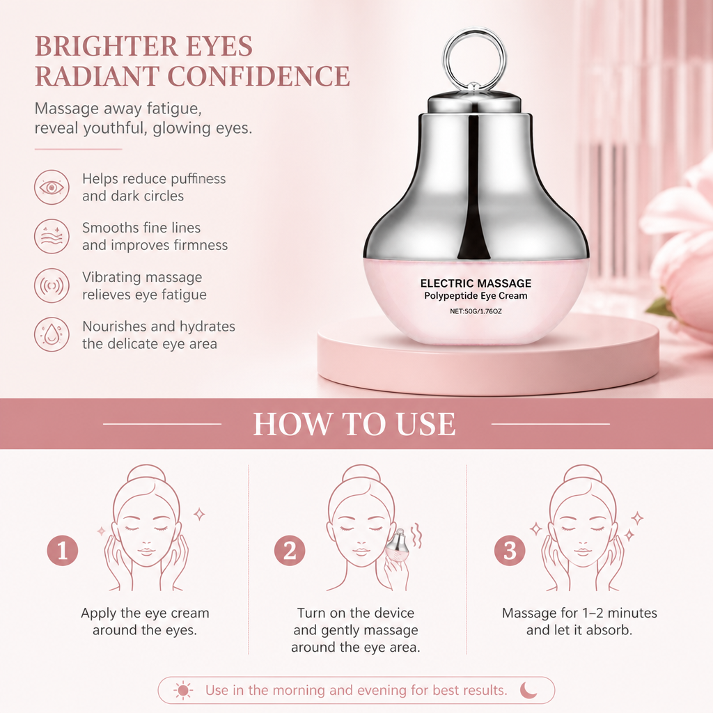 Electric Peptide Eye Cream with Massage Applicator for Brighter Eyes