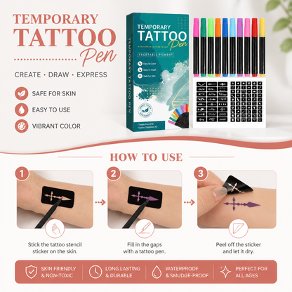 Temporary Tattoo Stencil Pen – Create Custom Body Art Designs Easily