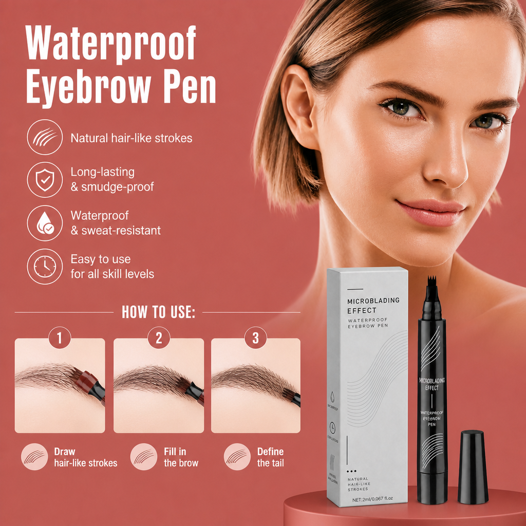 Waterproof Microblading Eyebrow Pen – Natural Hair-Like Brow Definition