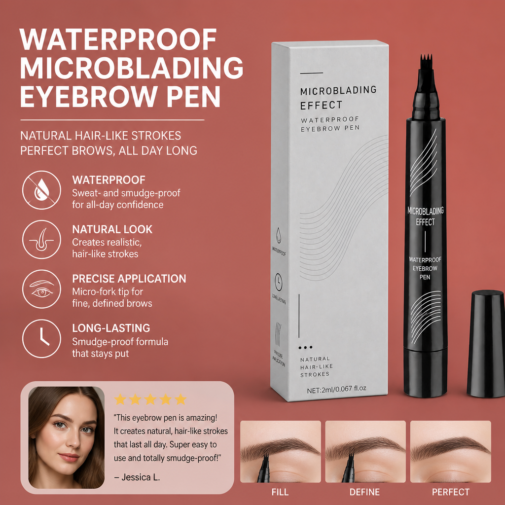 Waterproof Microblading Eyebrow Pen – Natural Hair-Like Brow Definition