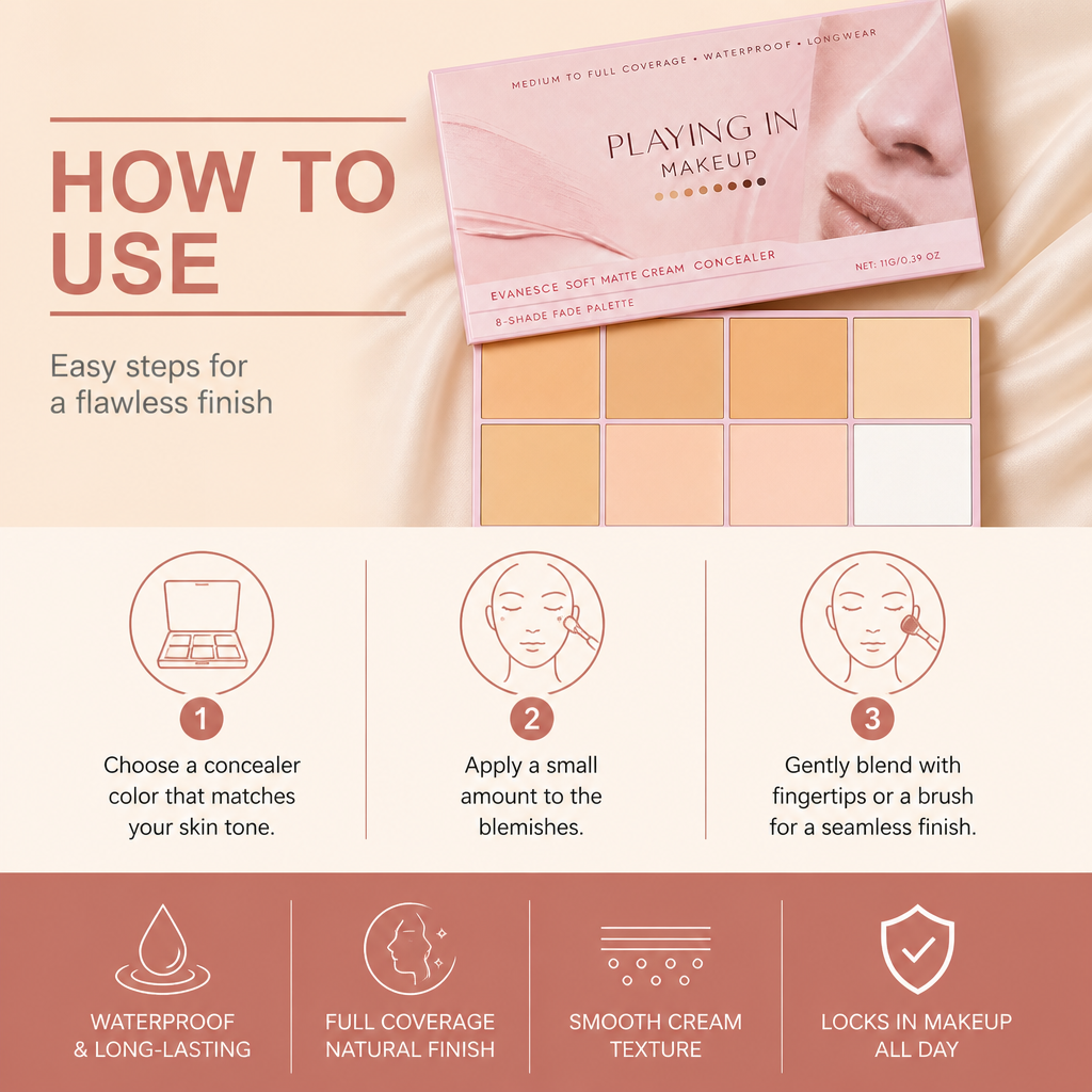 Full Coverage Waterproof Concealer – Smooth Natural Finish For Everyday Makeup