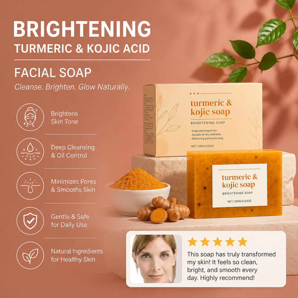 Brightening Turmeric & Kojic Acid Facial Soap – Smooth Glow Cleansing Bar