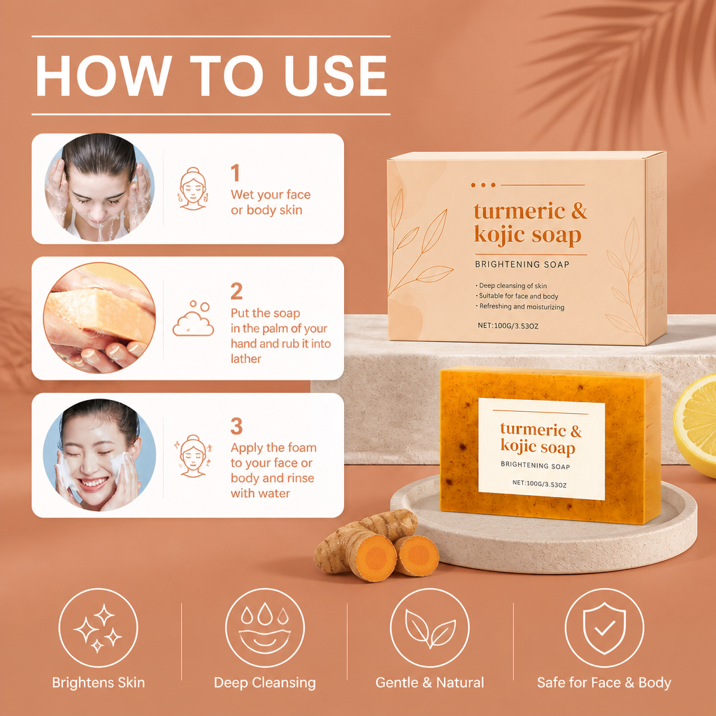Brightening Turmeric & Kojic Acid Facial Soap – Smooth Glow Cleansing Bar