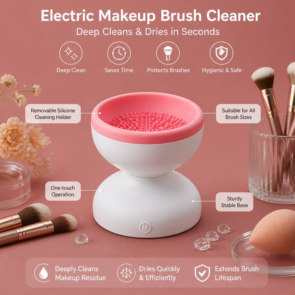 Electric Makeup Brush Cleaner – Deep Cleans & Dries in Seconds