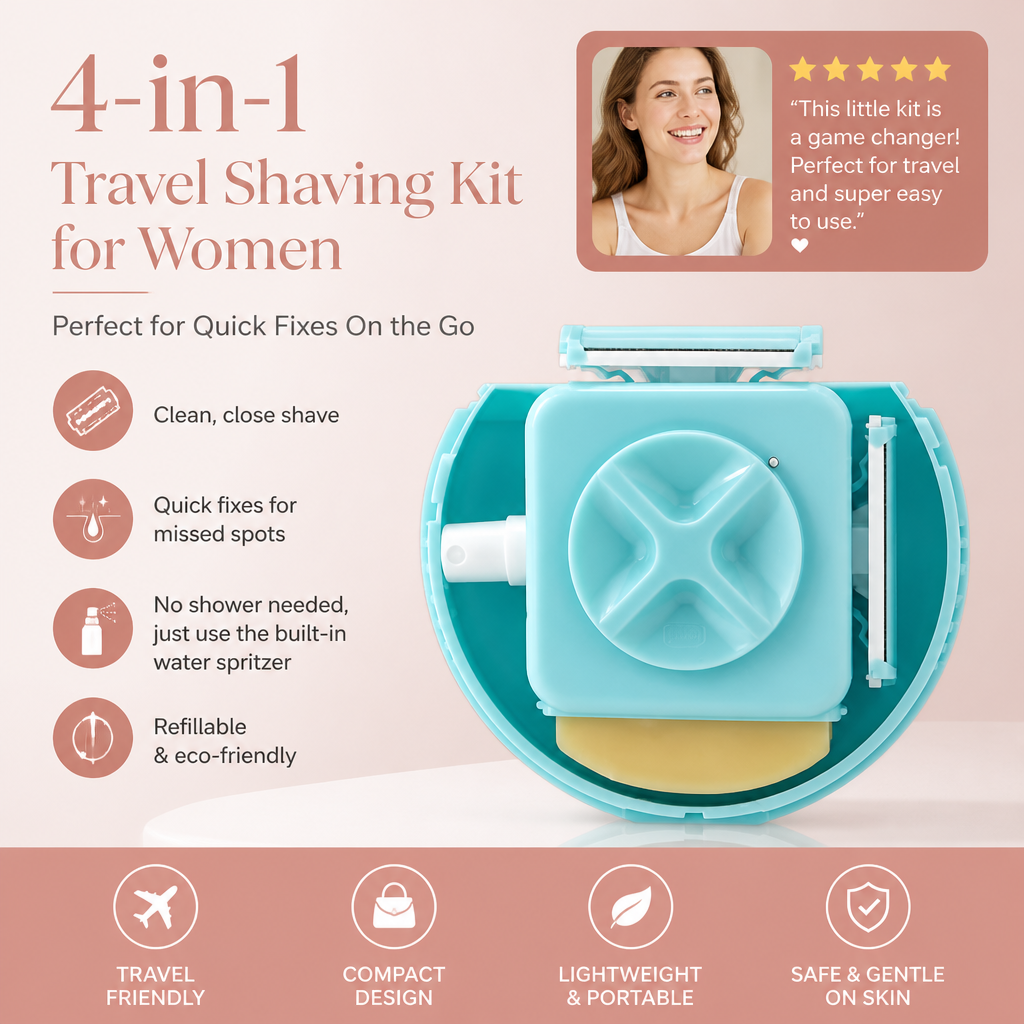 4-in-1 Travel Shaving Kit for Women – Perfect for Quick Fixes On the Go